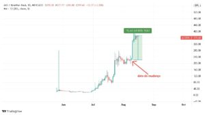 Gráfico indicando a valorização do token AXS após as mudanças